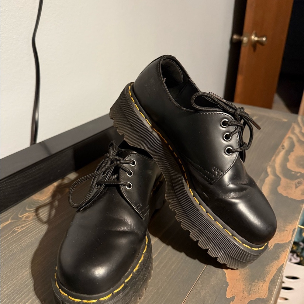 Dr. Martens Black Platform Boots with Signature Stitching